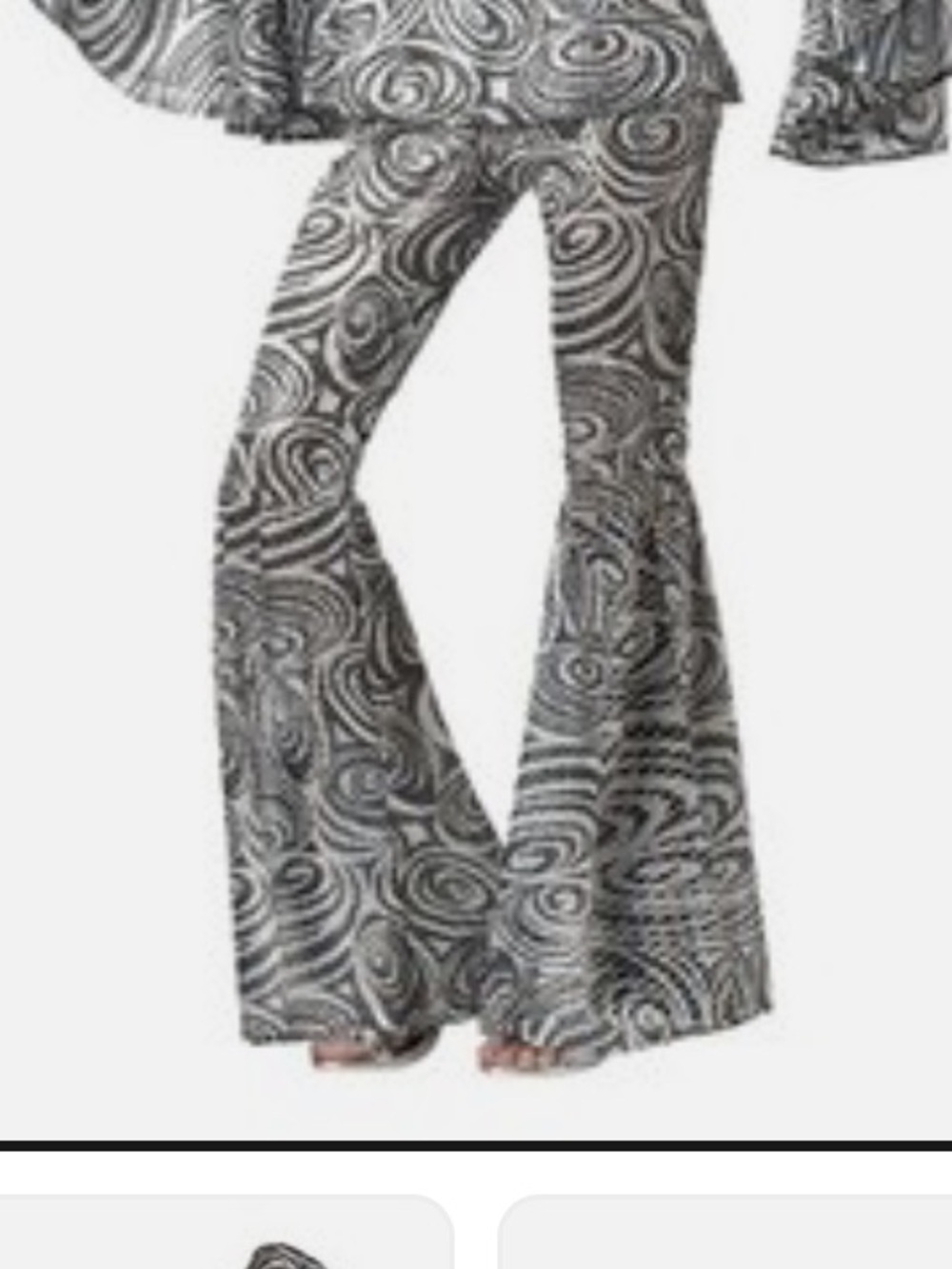 Costumes USA Dancing Queen Gray Swirl Flared Women's Hippie Pants Large